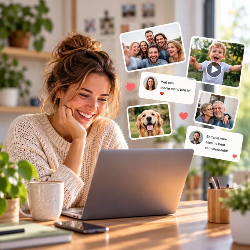 Wishes, photos and memories on one page